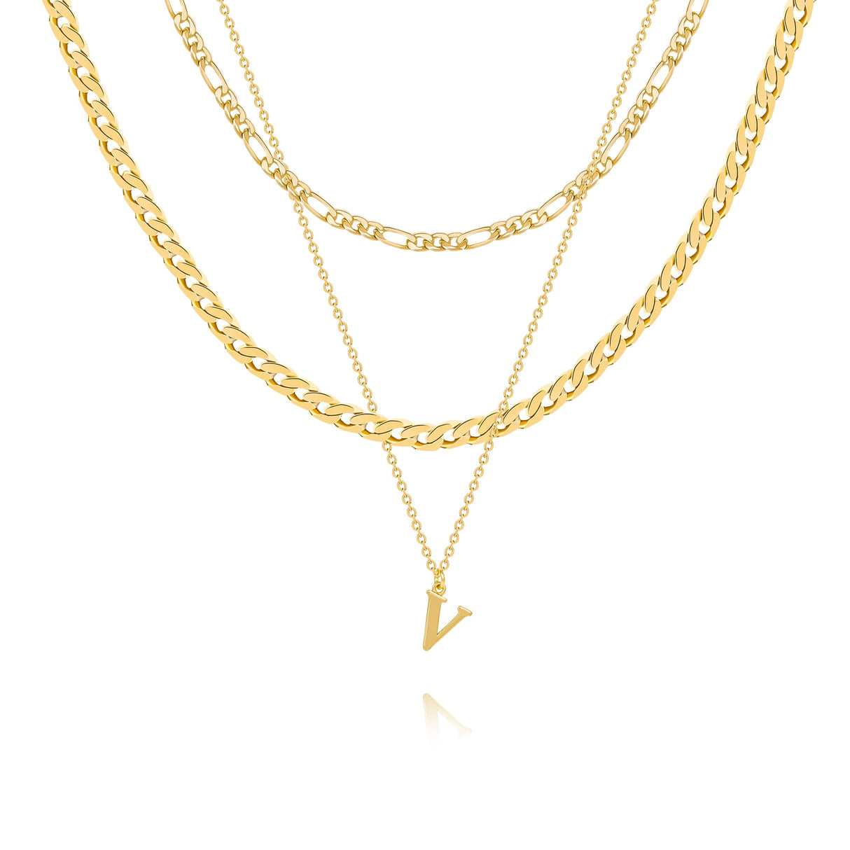 14K Gold Plated Layered Initial Necklace - GexWorldwide
