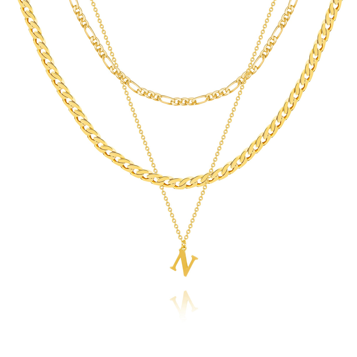 14K Gold Plated Layered Initial Necklace - GexWorldwide