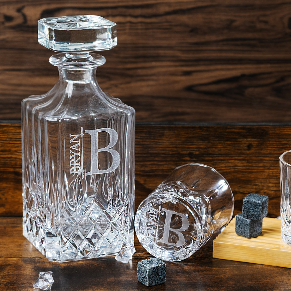 GEX Personalized Engrave Whiskey Decanter Set
