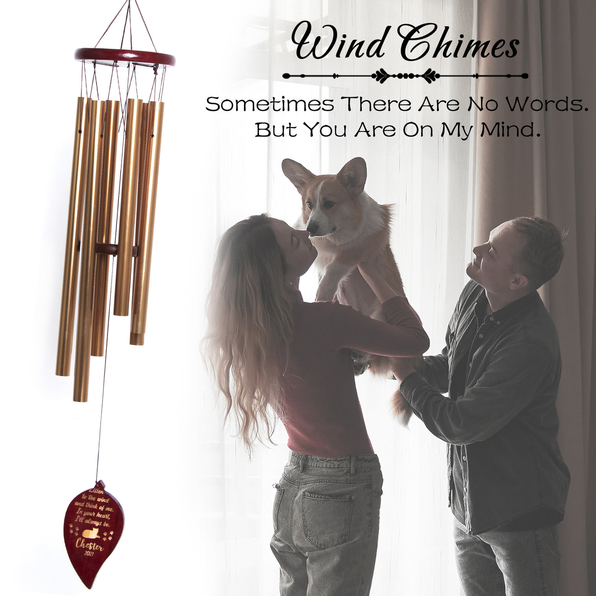 GEX Personalized Engraved Pet Name Memorial Wind Chime