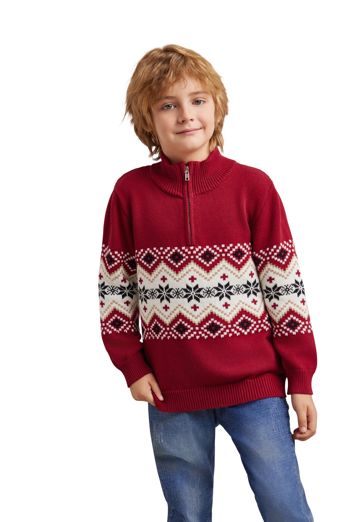 LUBOT 2024 Christmas Sweater for Children BlackSnowflakes