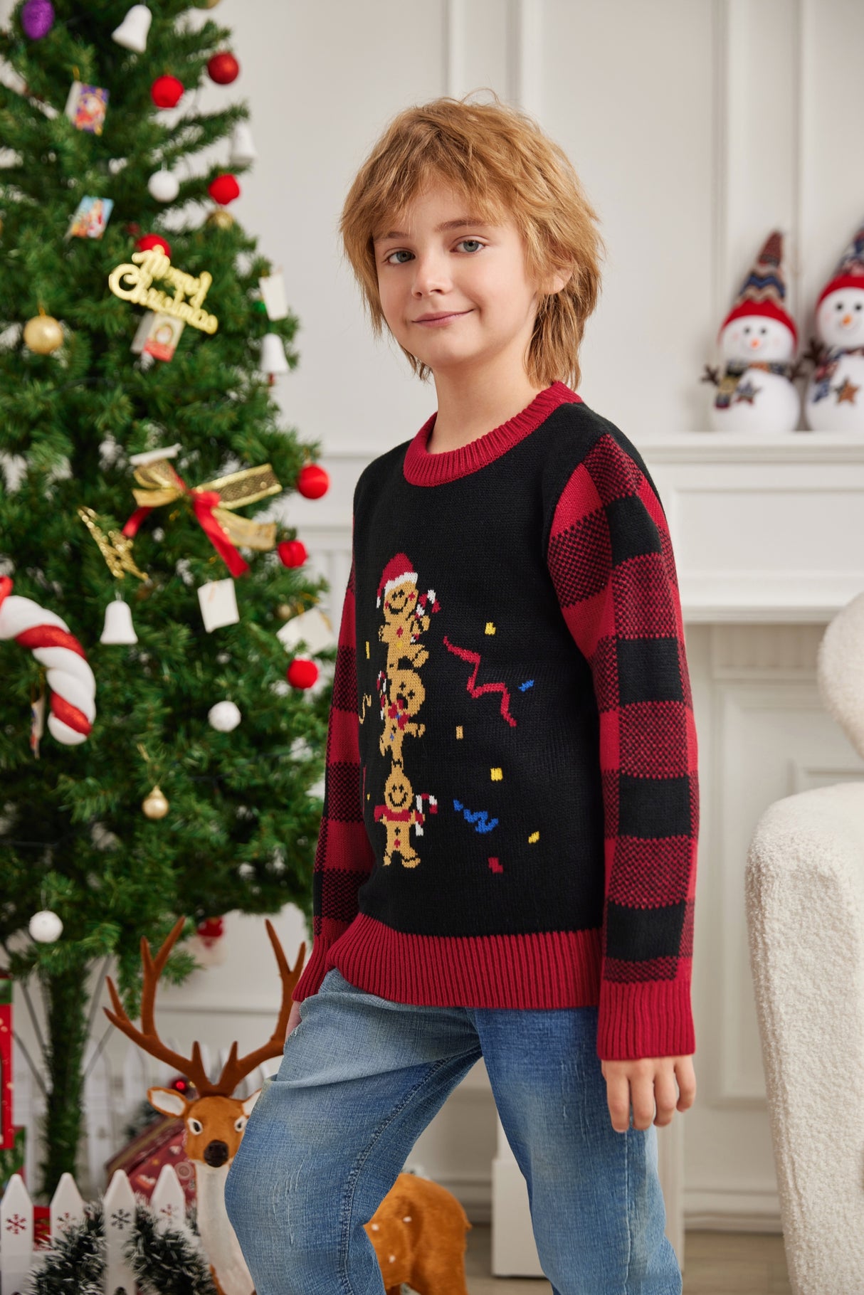 LUBOT 2024 Christmas Sweater for Children FA GingerbreadMan