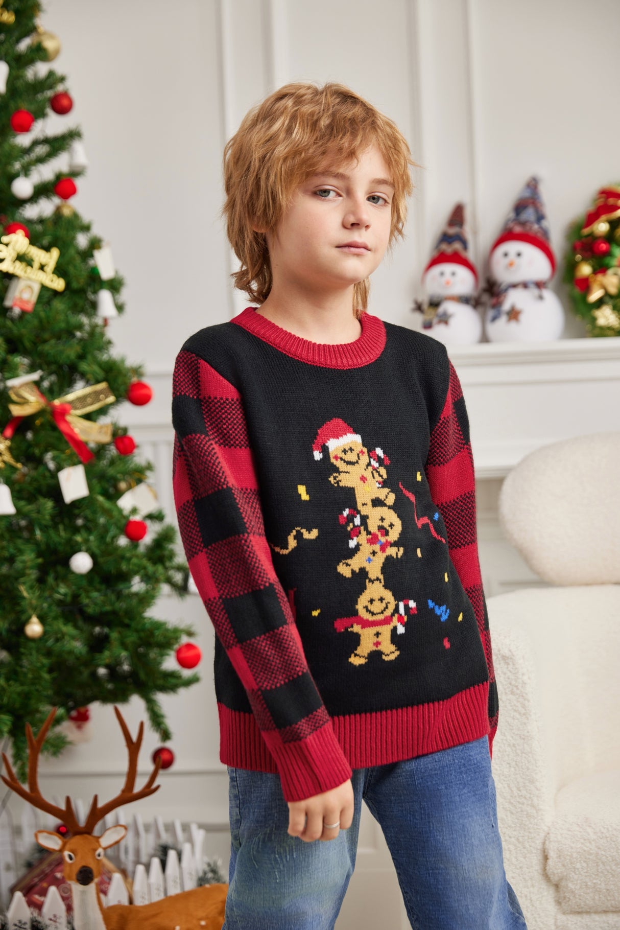 LUBOT 2024 Christmas Sweater for Children FA GingerbreadMan