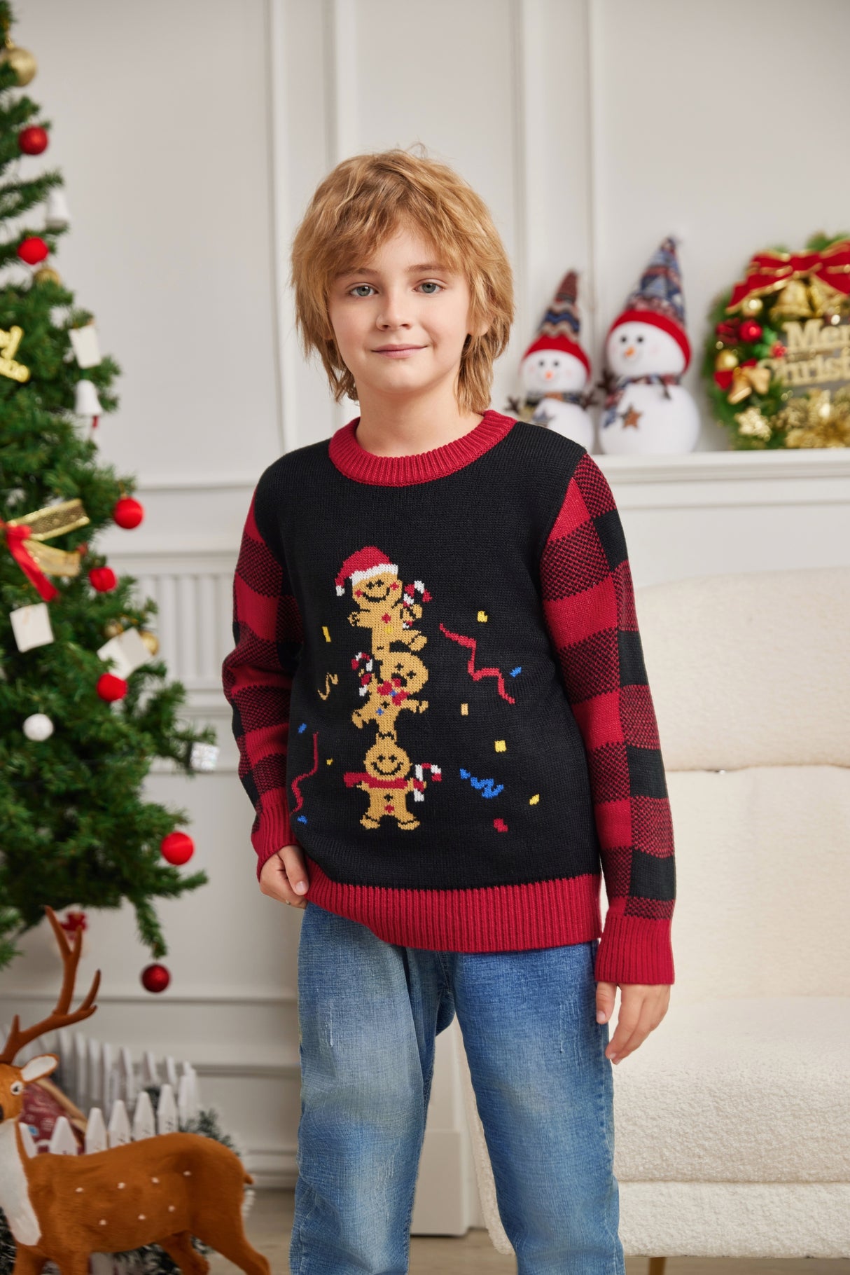 LUBOT 2024 Christmas Sweater for Children FA GingerbreadMan
