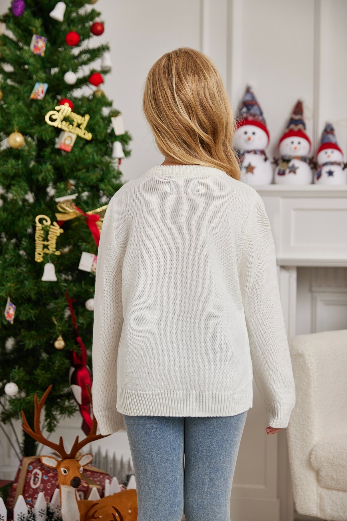 LUBOT 2024 Christmas Sweater for Children White Snow