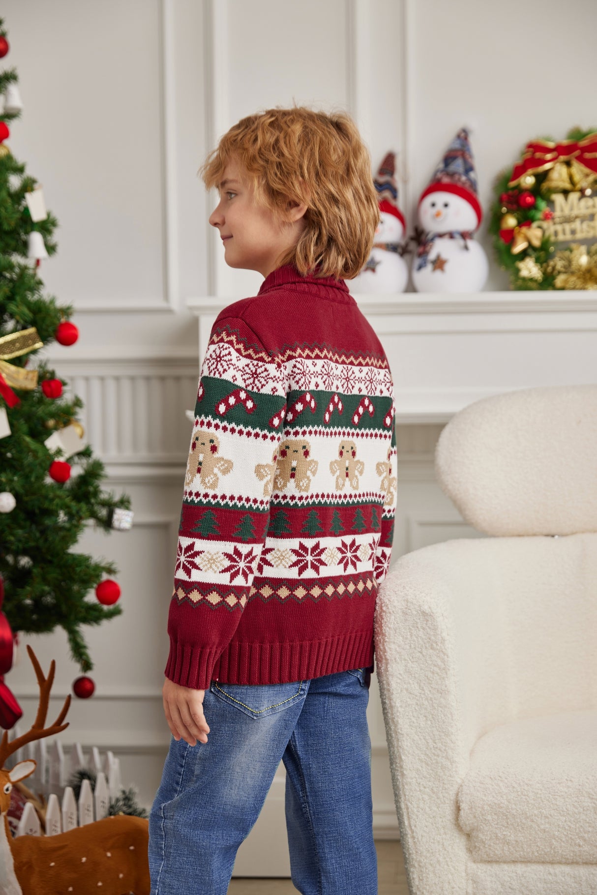 LUBOT 2024 Christmas Sweater for Children Gingerbread