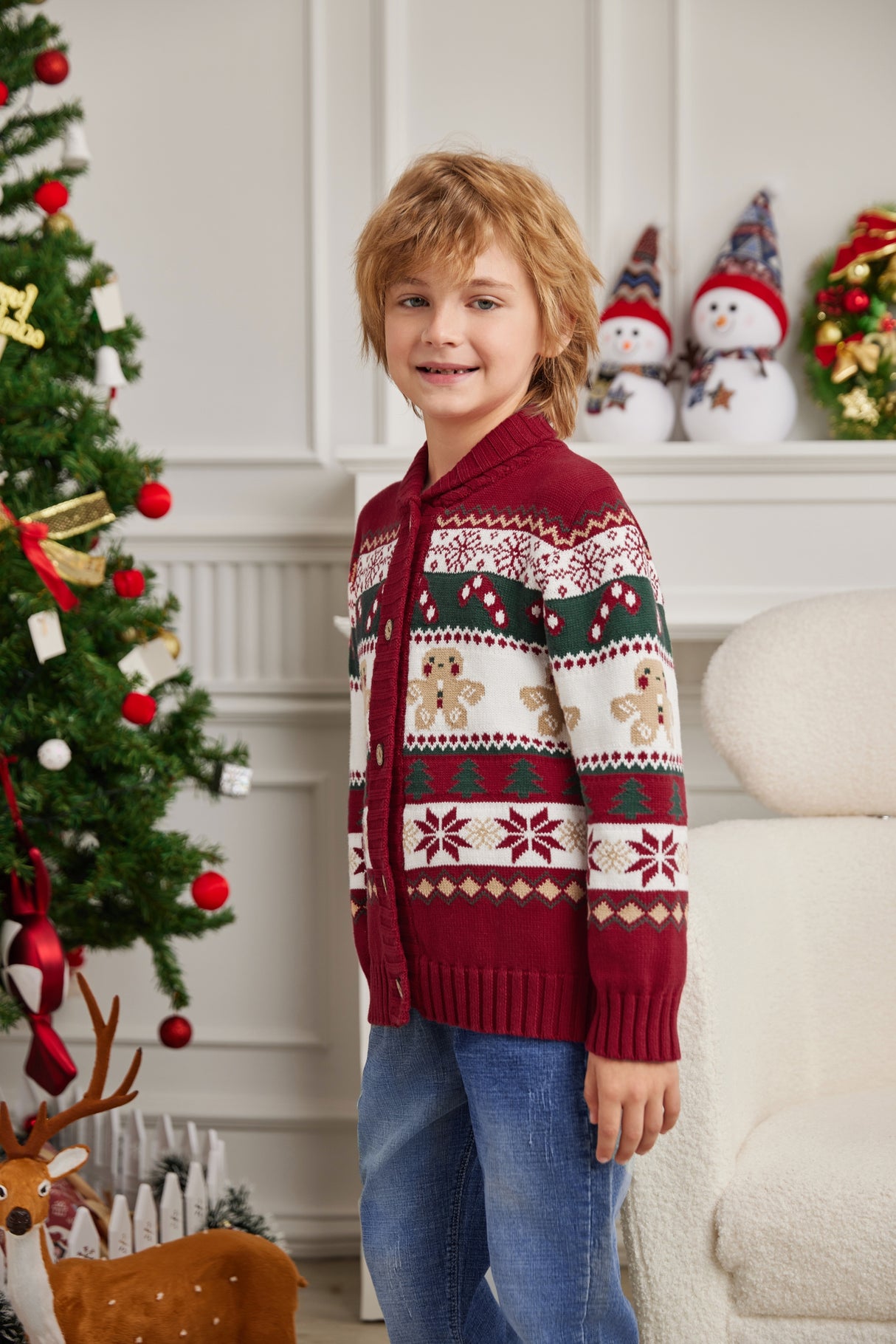 LUBOT 2024 Christmas Sweater for Children Gingerbread