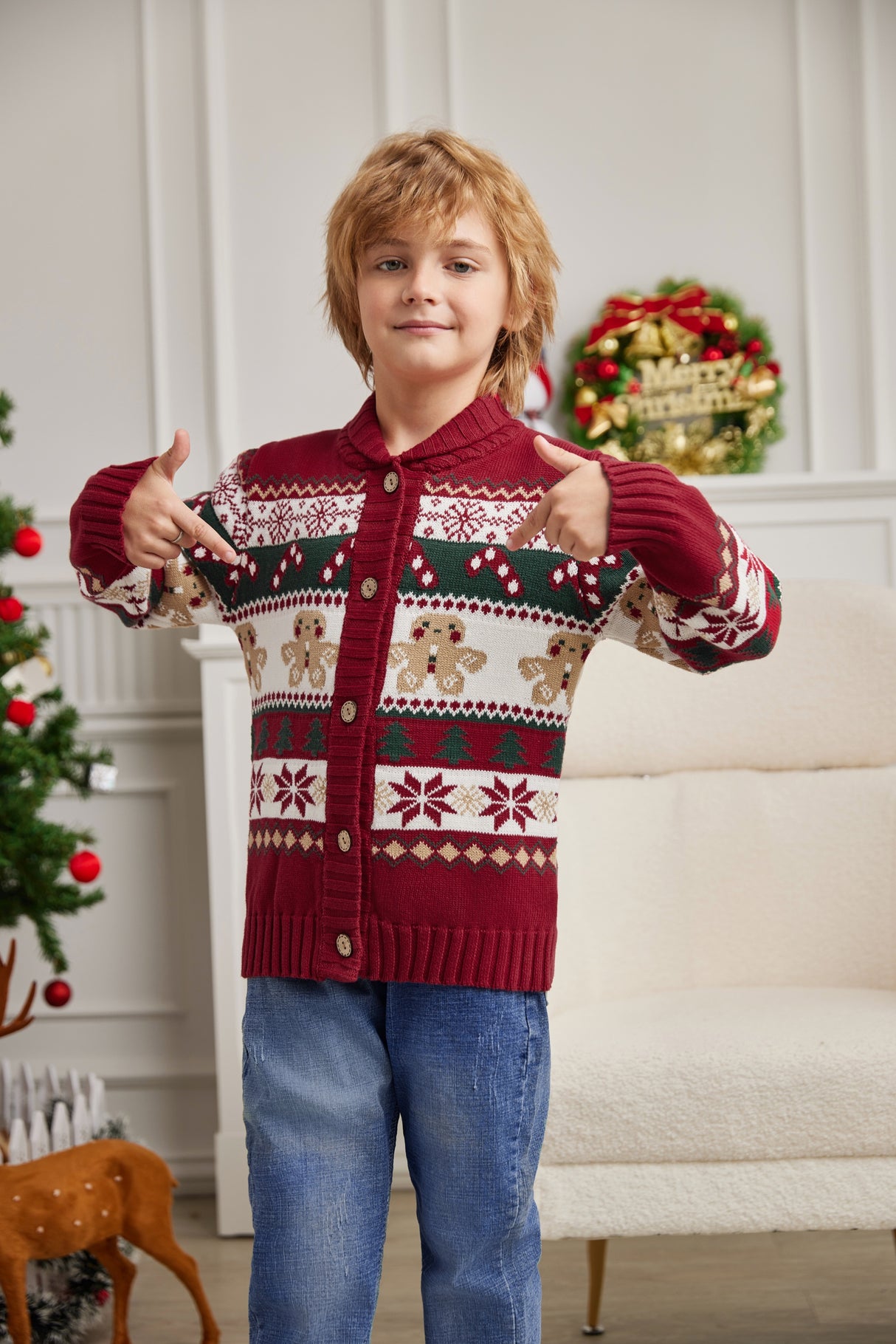 LUBOT 2024 Christmas Sweater for Children Gingerbread