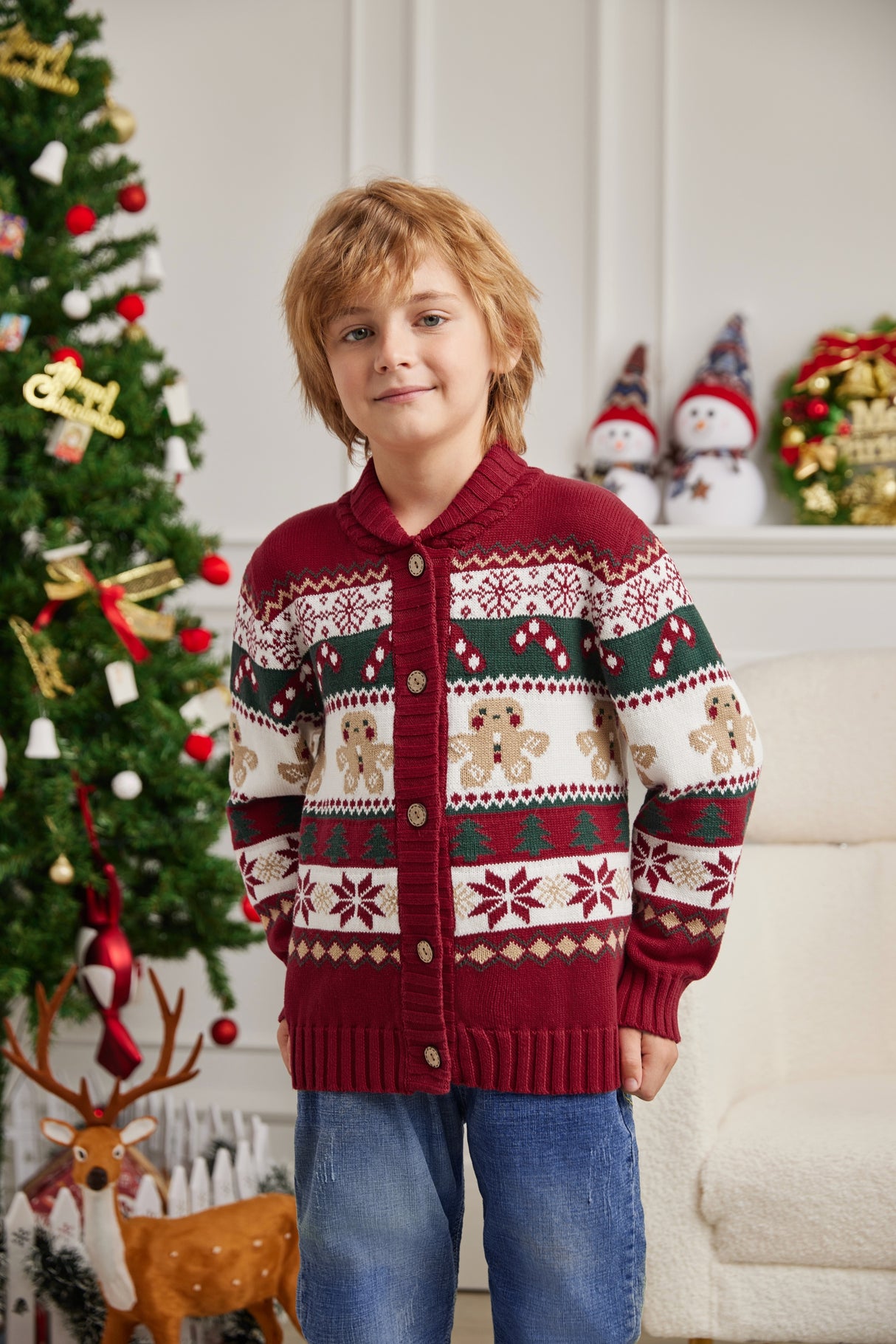 LUBOT 2024 Christmas Sweater for Children Gingerbread