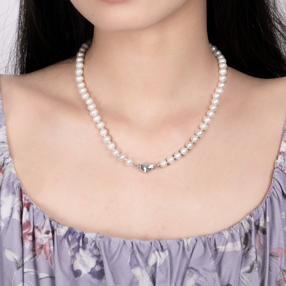 BURLAP LIFE Real Freshwater Pearl Women Necklace - Heart - GexWorldwide