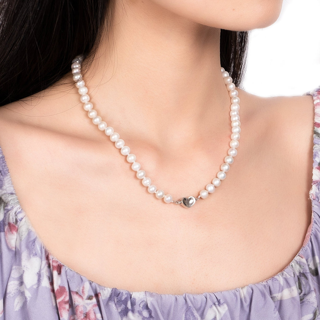 BURLAP LIFE Real Freshwater Pearl Women Necklace - Heart - GexWorldwide