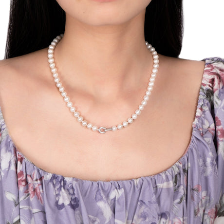 BURLAP LIFE Real Freshwater Pearl Women Necklace - Small Horseshoe - GexWorldwide