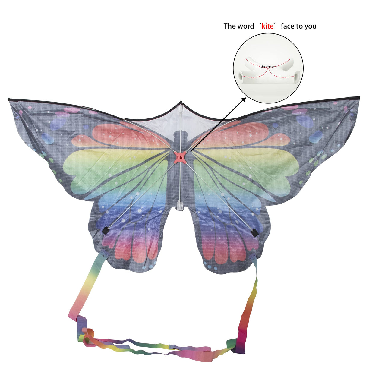 JEKOSEN Rainbow Butterfly Kite Single Rope 55"*28.5"*55" - GexWorldwide
