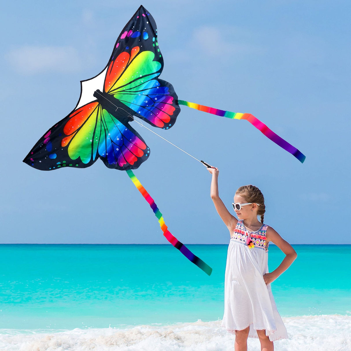 JEKOSEN Rainbow Butterfly Kite Single Rope 55"*28.5"*55" - GexWorldwide