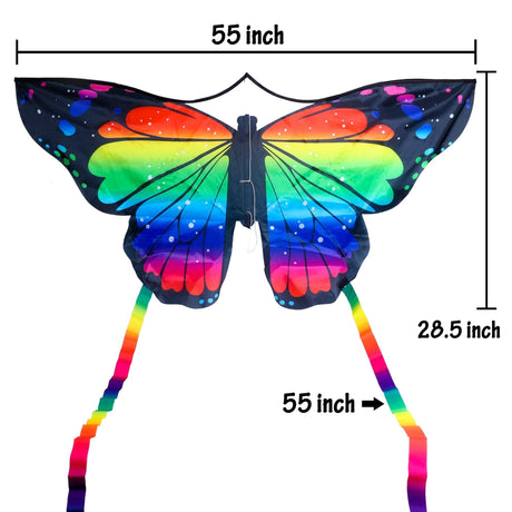 JEKOSEN Rainbow Butterfly Kite Single Rope 55"*28.5"*55" - GexWorldwide