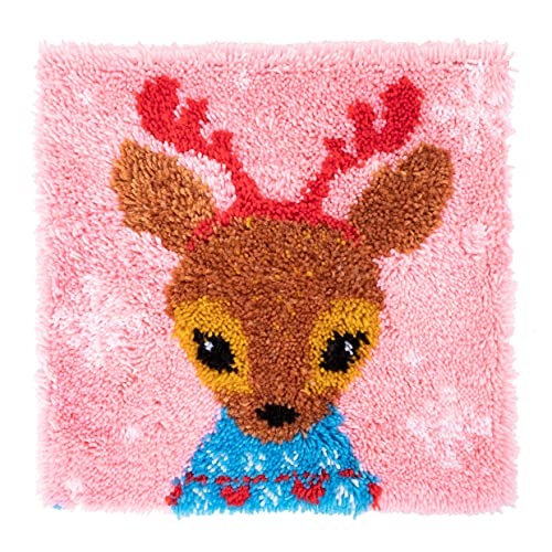 LUBOT Deer Latch Hook Kits Rug Handicraft Making Kits DIY 17"*17" - GexWorldwide