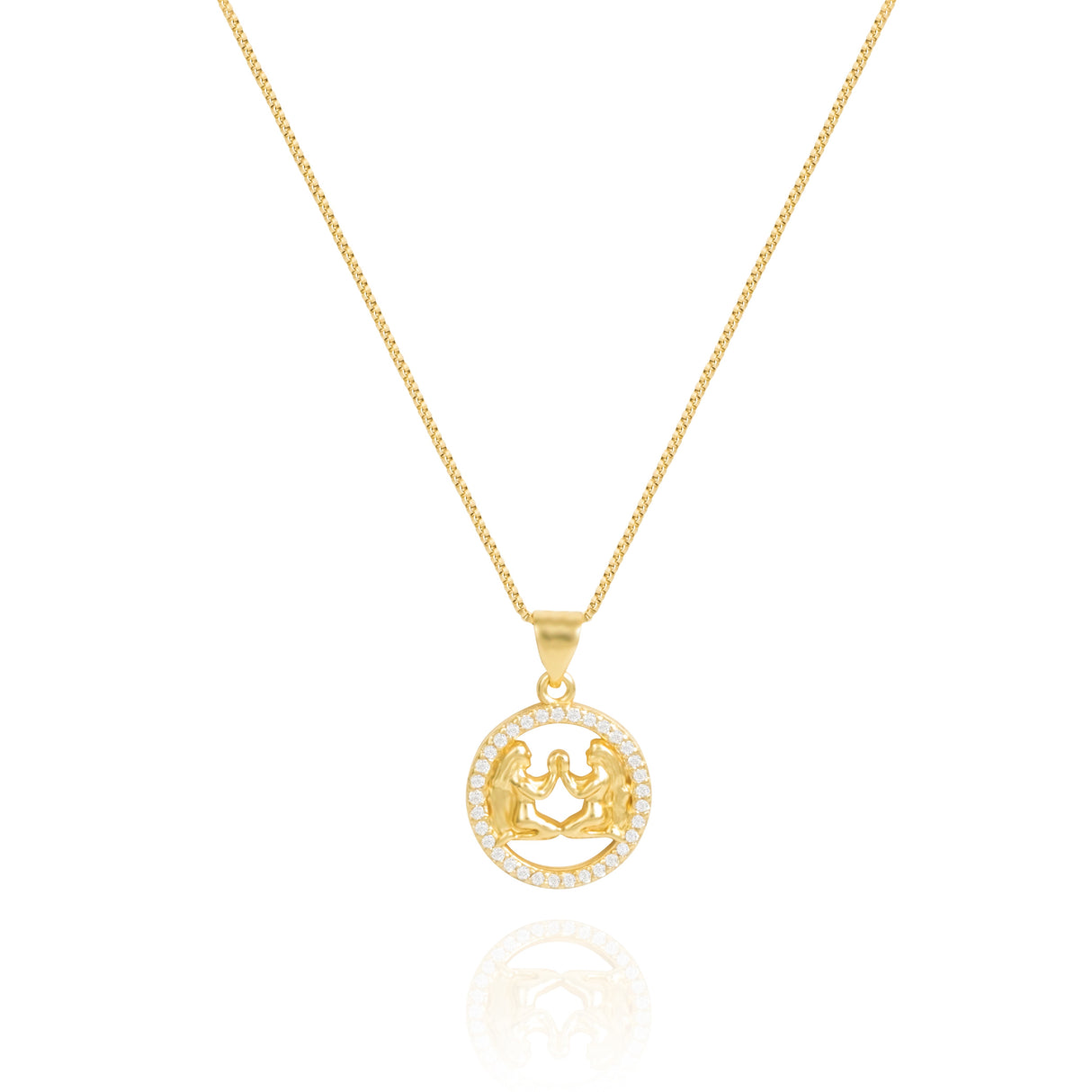 14K Gold Plated 12 Constellation Pendant Necklace Circle - GexWorldwide