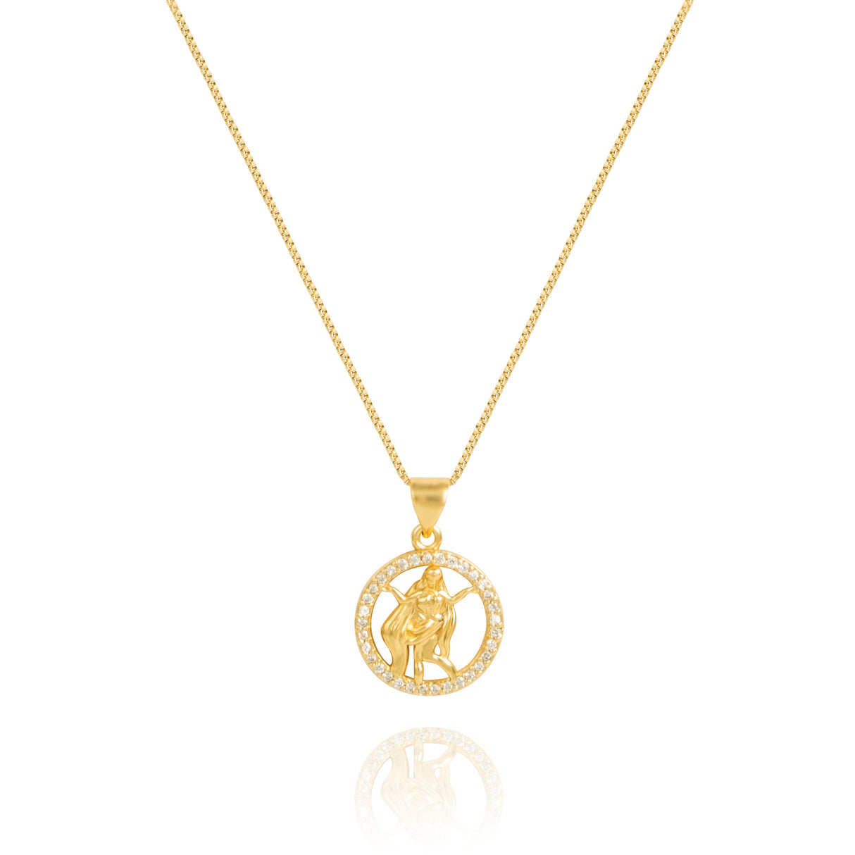 14K Gold Plated 12 Constellation Pendant Necklace Circle - GexWorldwide