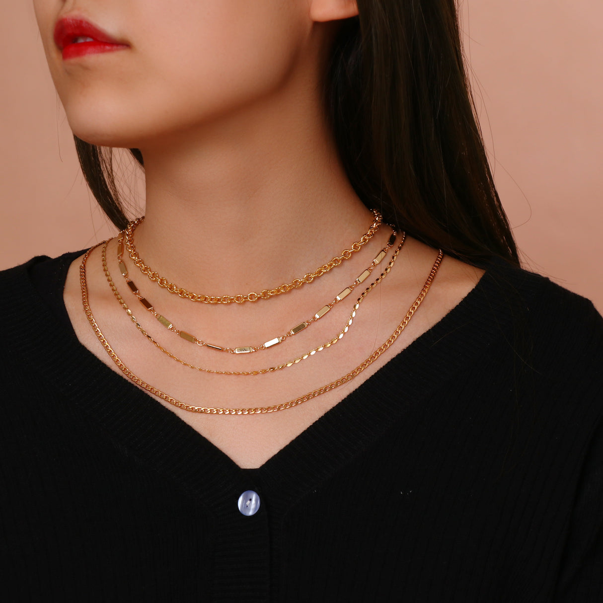 14k Gold Plated Layered 4 Chain - GexWorldwide