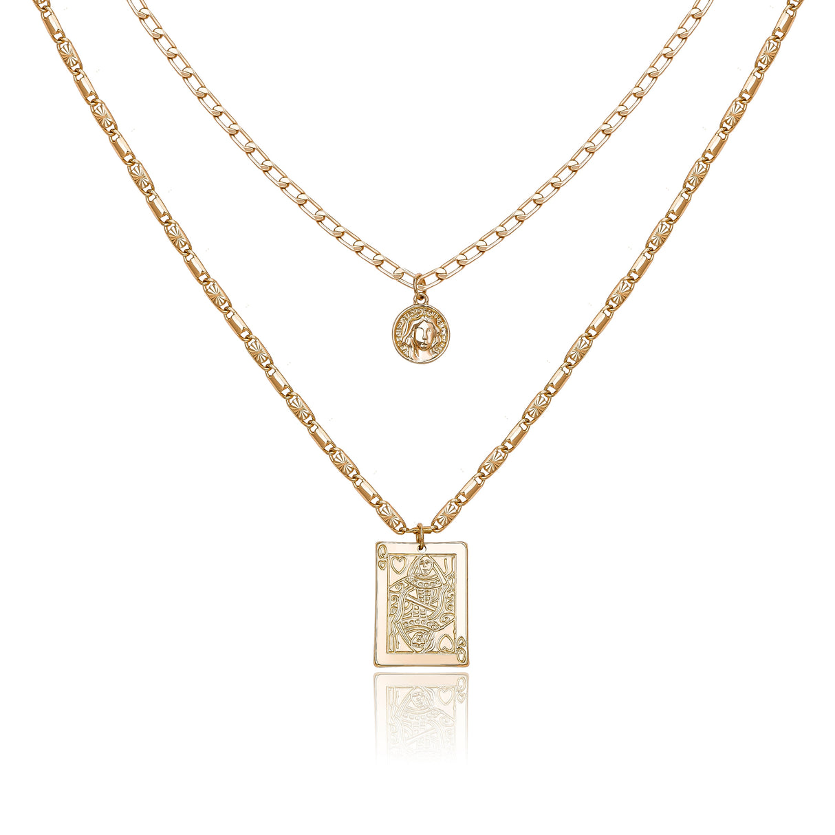 14K Gold Plated Layered Poker Q - GexWorldwide