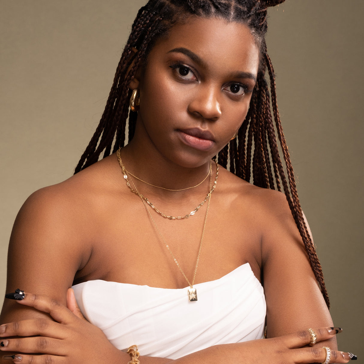 14k Gold Plated Layered Star Oblong - GexWorldwide