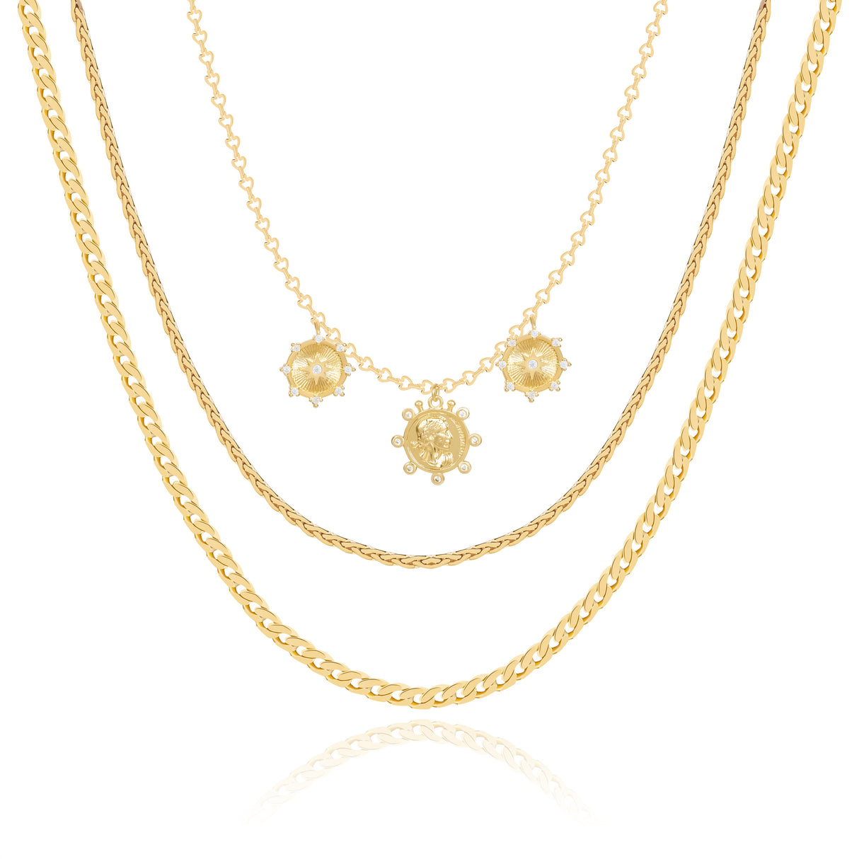 14K Gold Plated Layered Three Rudder - GexWorldwide