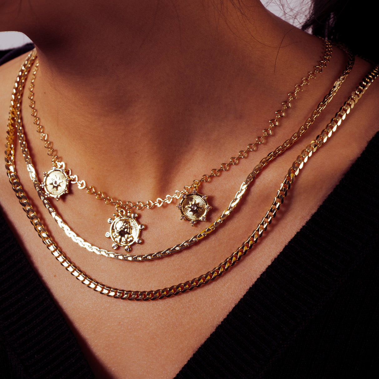 14K Gold Plated Layered Three Rudder - GexWorldwide