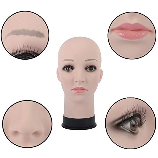 BHD BEAUTY Bald Realistic Mannequin Head with T-Pins for Wig Making and Display - GexWorldwide