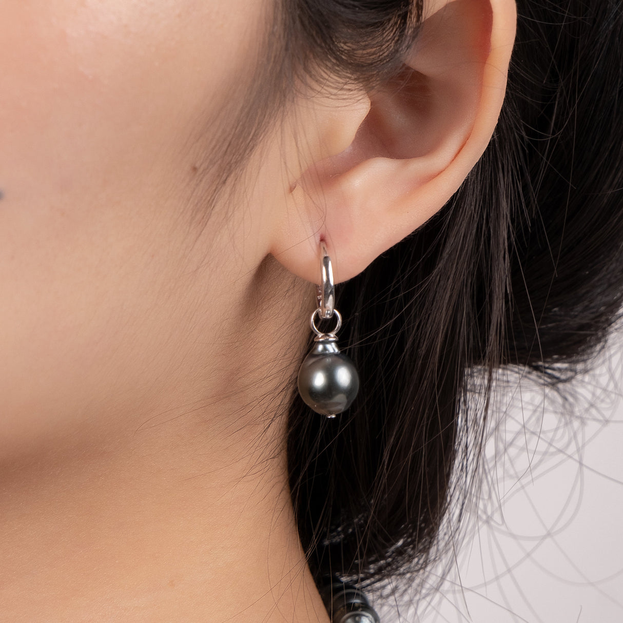 BURLAP LIFE 925 Silver Tahitian Pearl Hinged Hoop Earrings - Detachable Ear Hoops - GexWorldwide