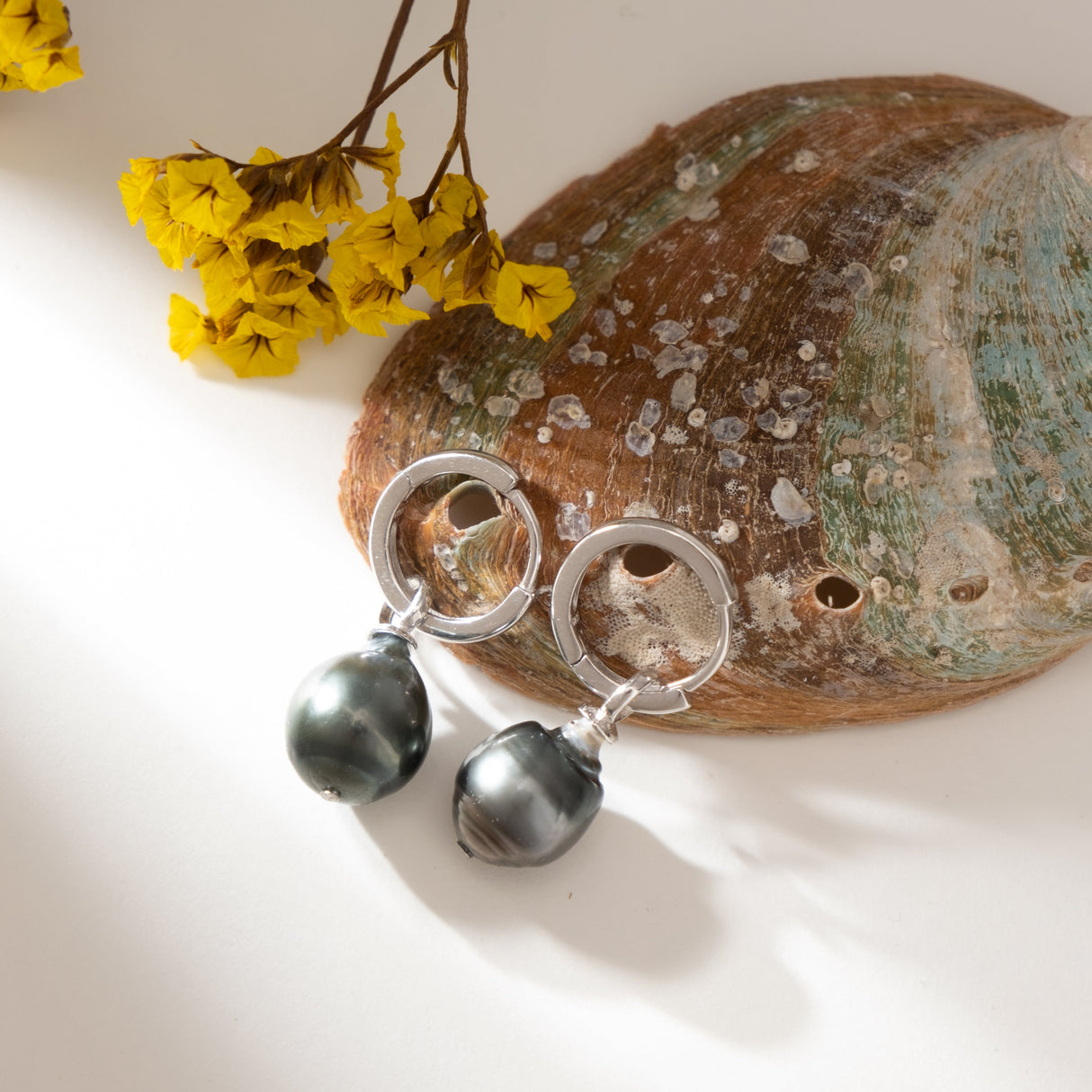 BURLAP LIFE 925 Silver Tahitian Pearl Hinged Hoop Earrings - Detachable Ear Hoops - GexWorldwide