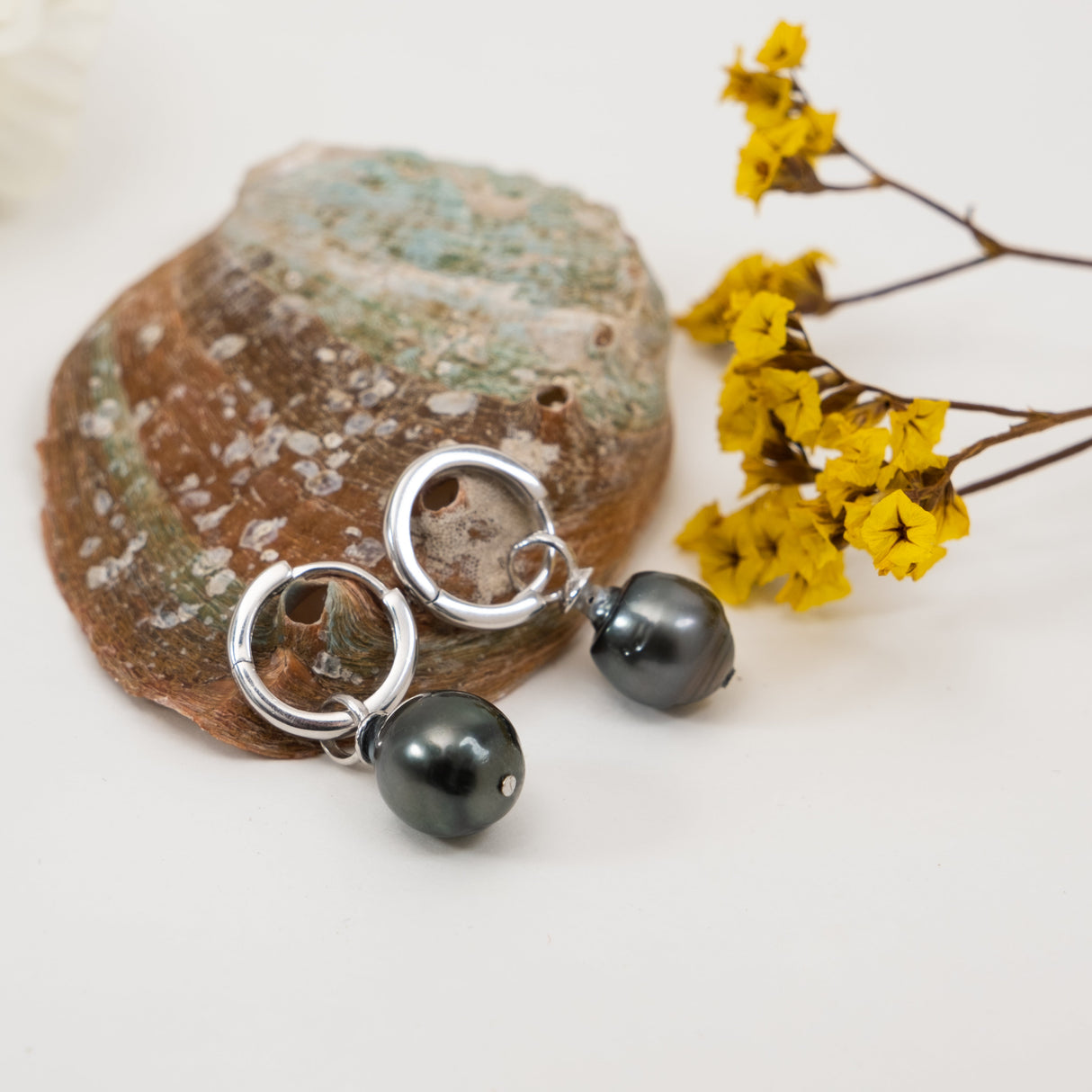 BURLAP LIFE 925 Silver Tahitian Pearl Hinged Hoop Earrings - Detachable Ear Hoops - GexWorldwide