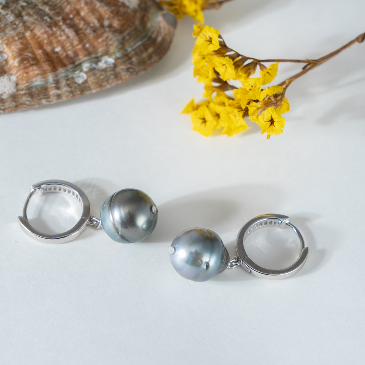 BURLAP LIFE 925 Silver Tahitian Pearl Hinged Hoop Earrings with Cubic Zircon - Advanced Design! - GexWorldwide