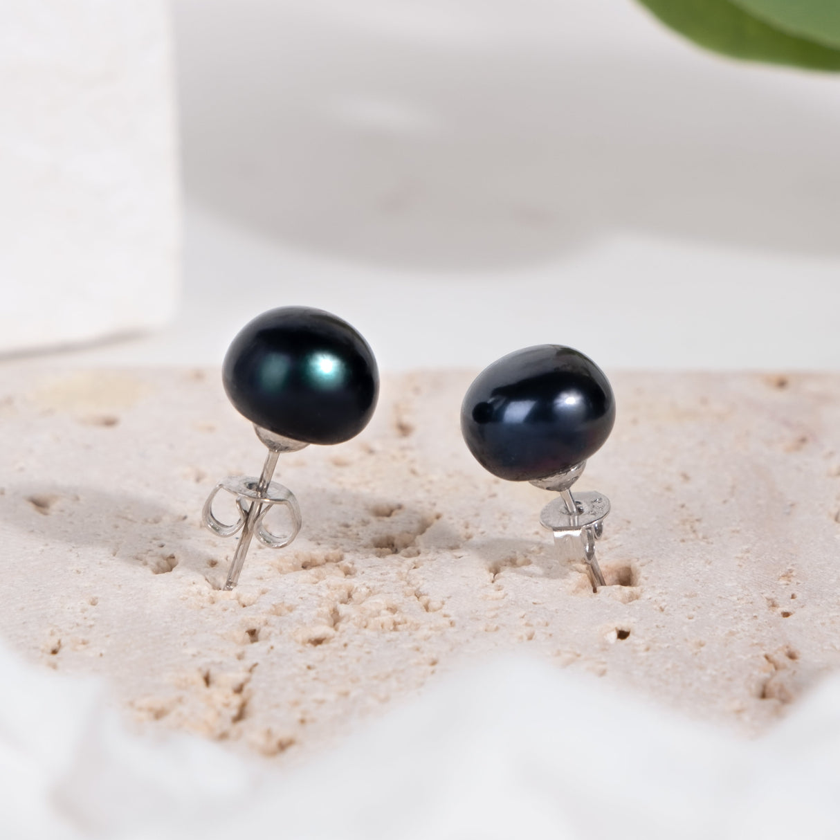 BURLAP LIFE 925 Sterling Silver Freshwater Button Pearl Earrings Stud - Pure Elegance - GexWorldwide