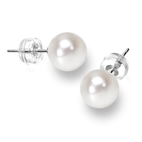 BURLAP LIFE 925 Sterling Silver Freshwater Round Pearl Earrings Stud - Timeless Beauty - GexWorldwide