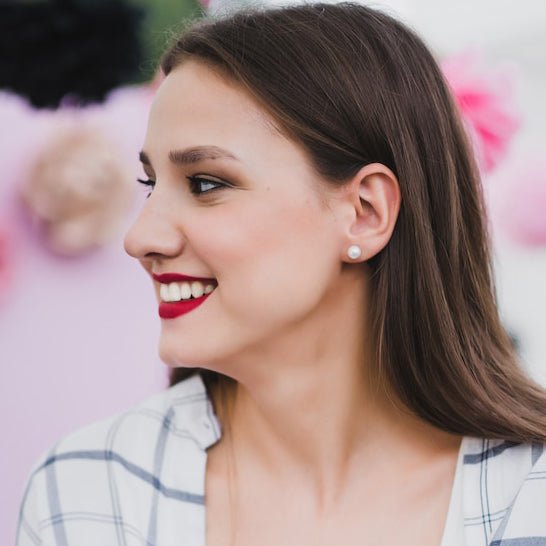 BURLAP LIFE 925 Sterling Silver Freshwater Round Pearl Earrings Stud - Timeless Beauty - GexWorldwide