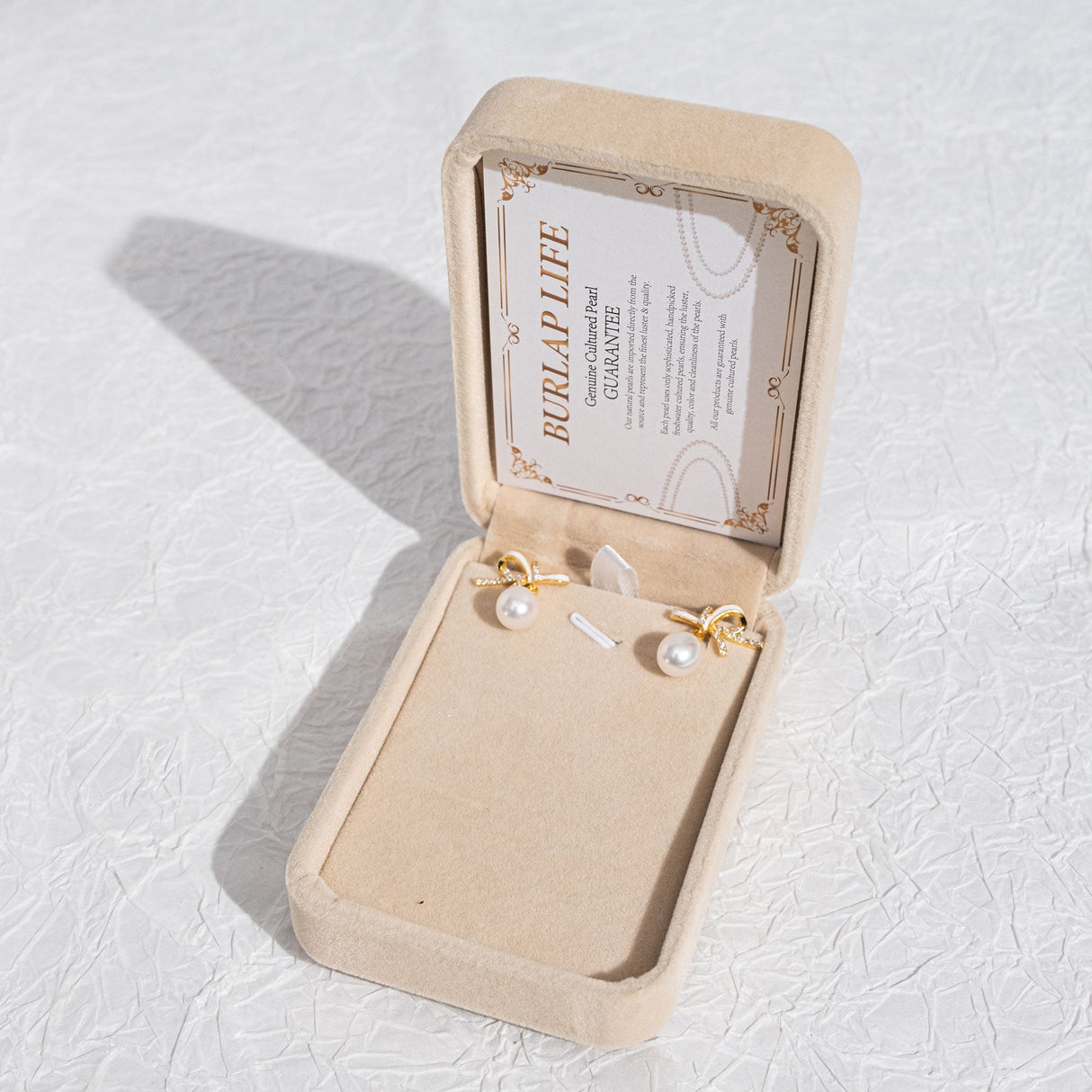 BURLAP LIFE Gold Plated 925 Sterling Silver Freshwater Pearl Earrings Stud (Bow) - GexWorldwide