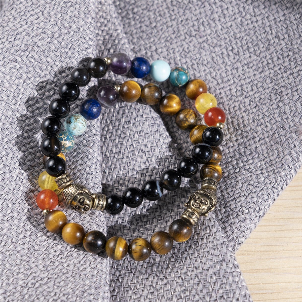 Crystal Bracelet Natural Stone 2pcs Black - GexWorldwide