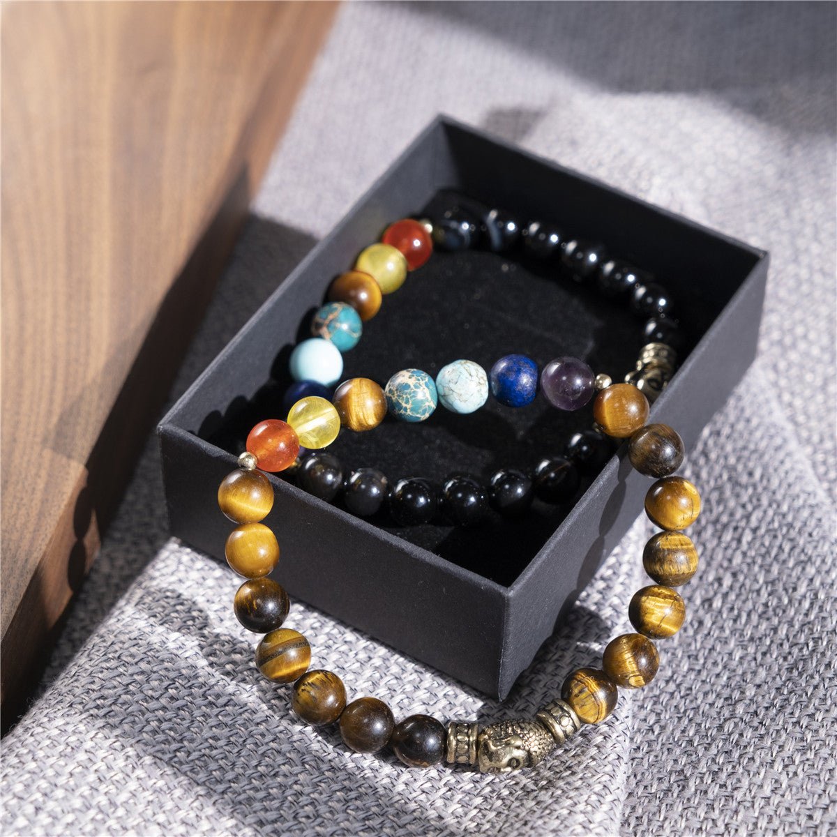 Crystal Bracelet Natural Stone 2pcs Black - GexWorldwide