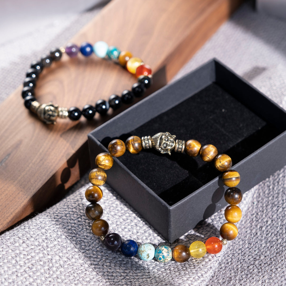 Crystal Bracelet Natural Stone 2pcs Black - GexWorldwide