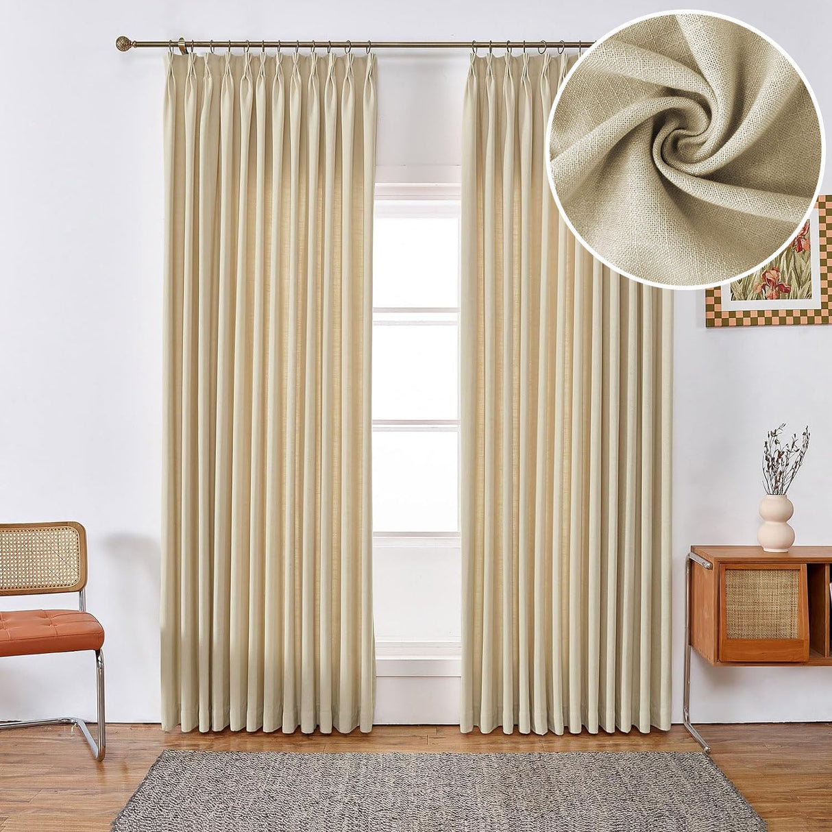 GEX Curtain Linen Moab Linen Custom Curtains Drapes Pleated - GexWorldwide