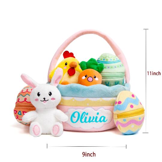 GEX Easter Basket Personalized Baby's First Easter Name Basket with Stuffed Toys - GexWorldwide