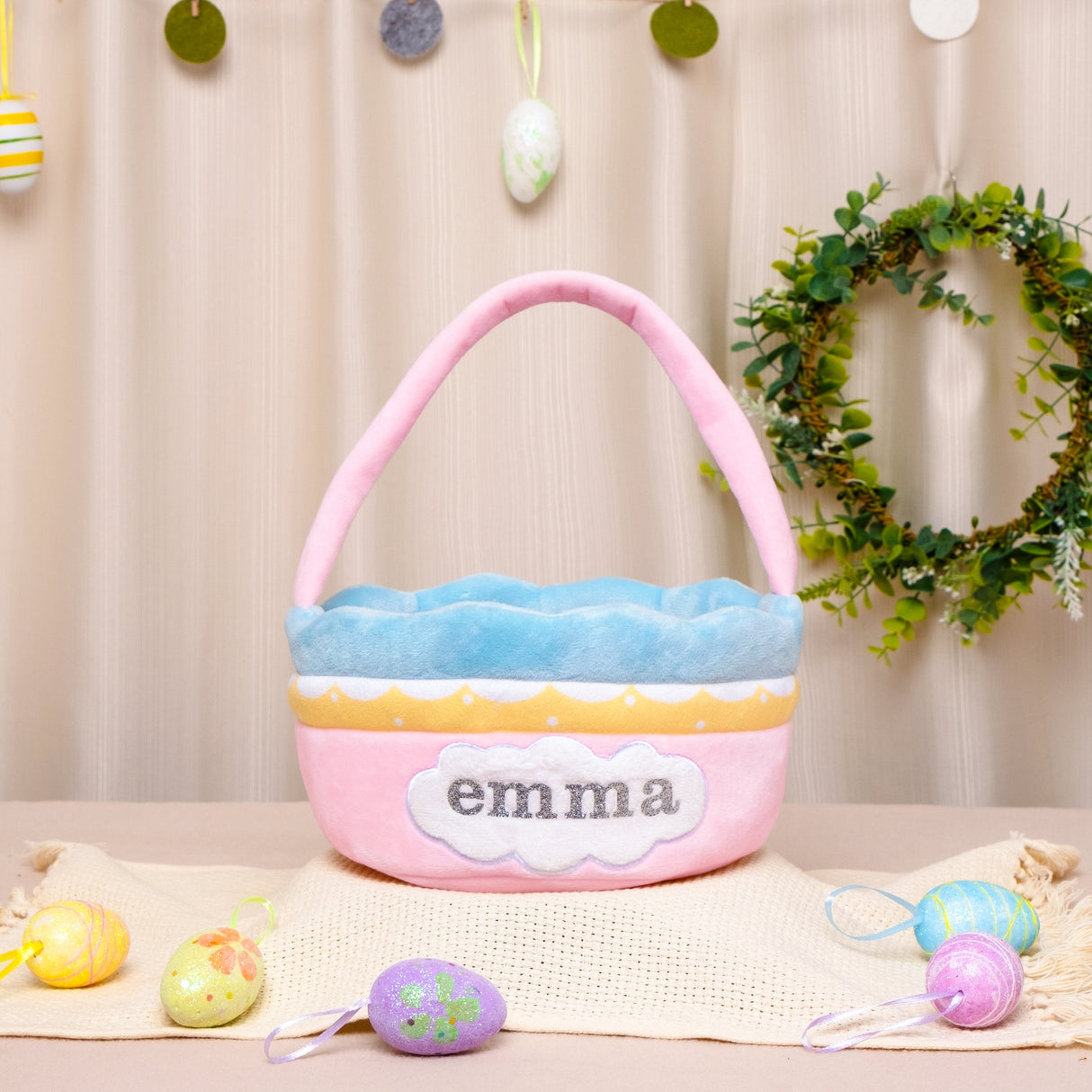 GEX Easter Basket Personalized Baby's First Easter Name Basket with Stuffed Toys - GexWorldwide