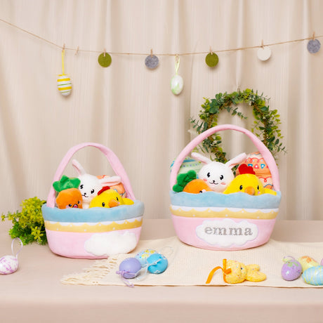 GEX Easter Basket Personalized Baby's First Easter Name Basket with Stuffed Toys - GexWorldwide