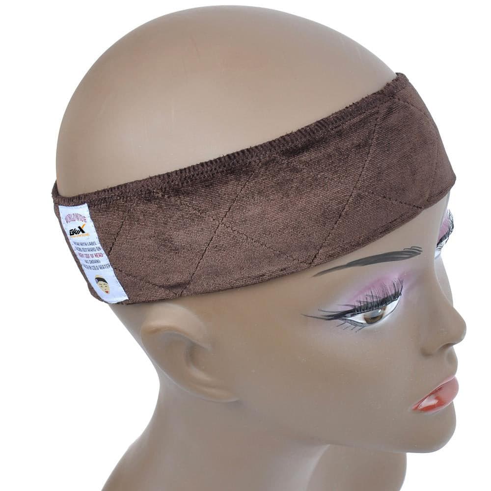 GEX Flexible Velvet Wig Grip Scarf Head Band Adjustable Fastern Brown - GexWorldwide