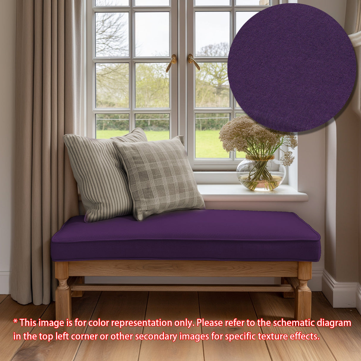 GEX Linen Blend Custom Size Bench Cushion Pads Multi Colors 70D High-Resilience Foam - GexWorldwide