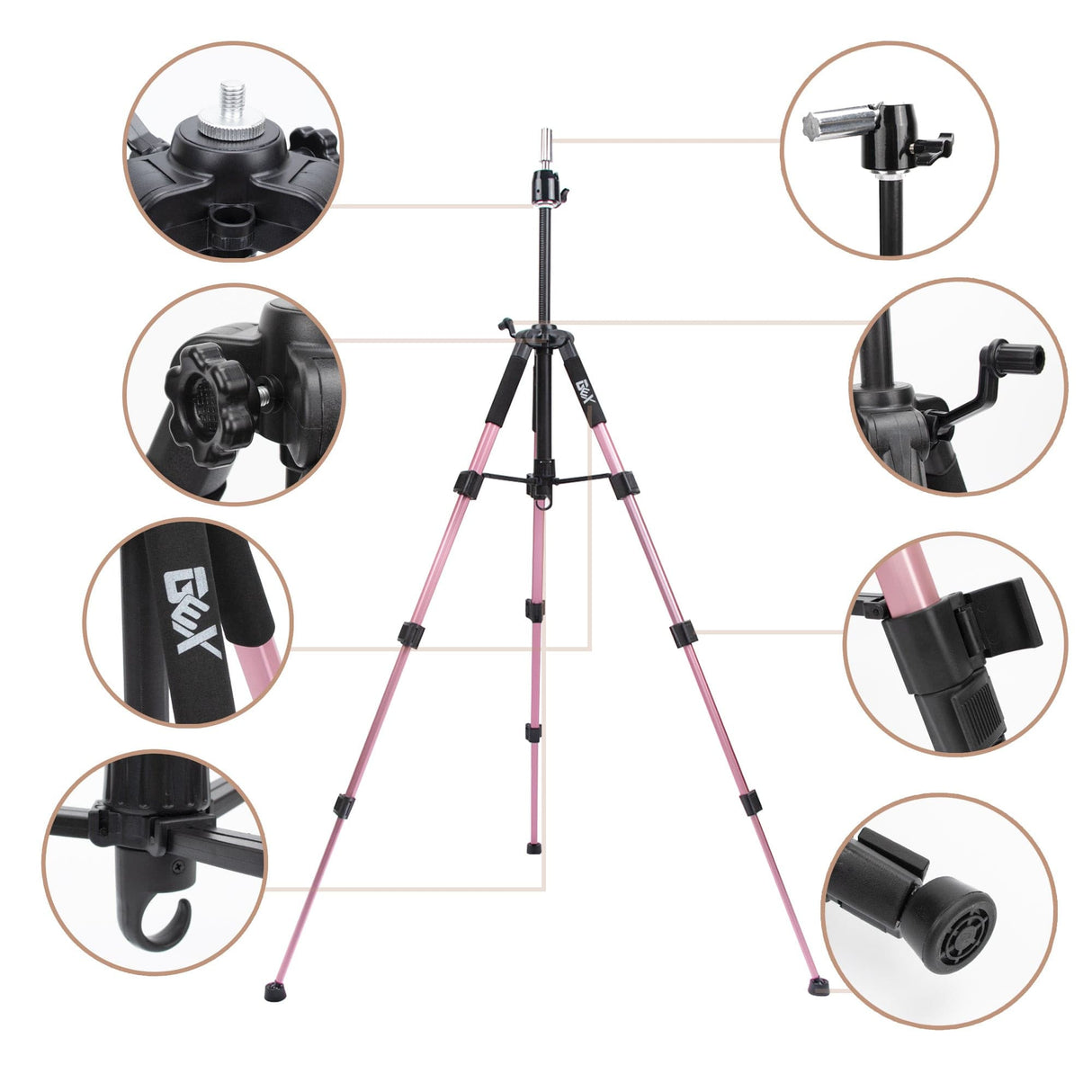 GEX Mannequin Tripod Stand Canvas Block Training Doll Manikin Head Wig Stand for Cosmetology Hairdressing(Rose Gold) - GexWorldwide