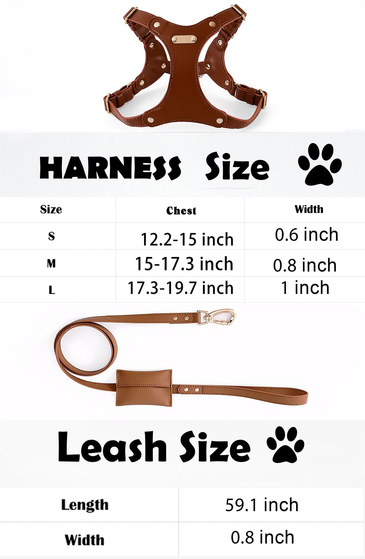 GEX Personalized Adjustable Dog Leather Harness for Large Dog - GexWorldwide