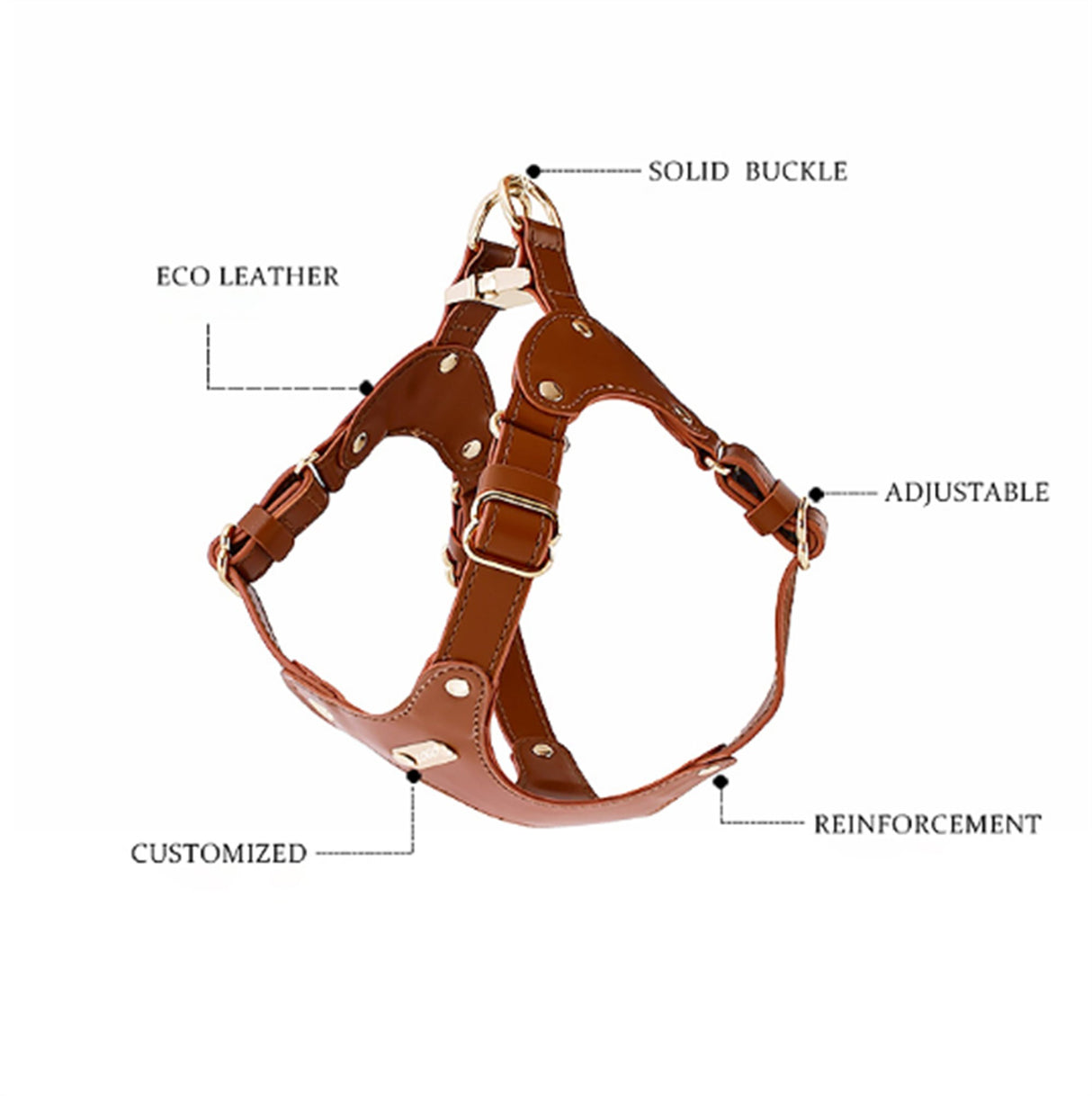 GEX Personalized Adjustable Dog Leather Harness for Large Dog - GexWorldwide