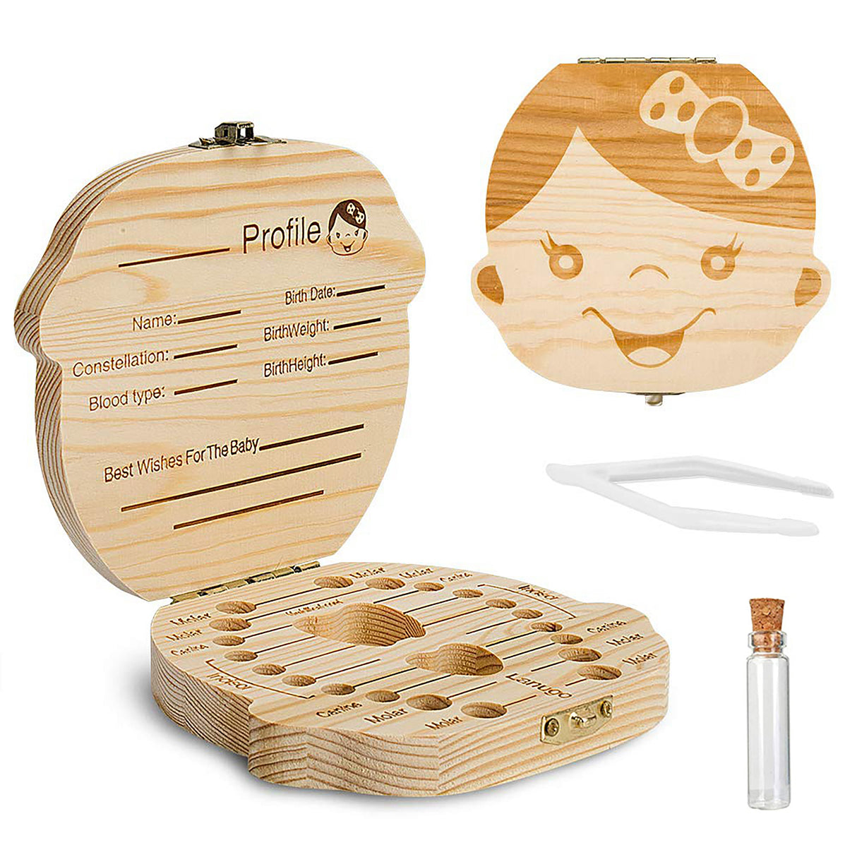 GEX Personalized Baby Wooden Tooth Fairy Box Milk Teeth Storage for Baby Shower Gifts - GexWorldwide