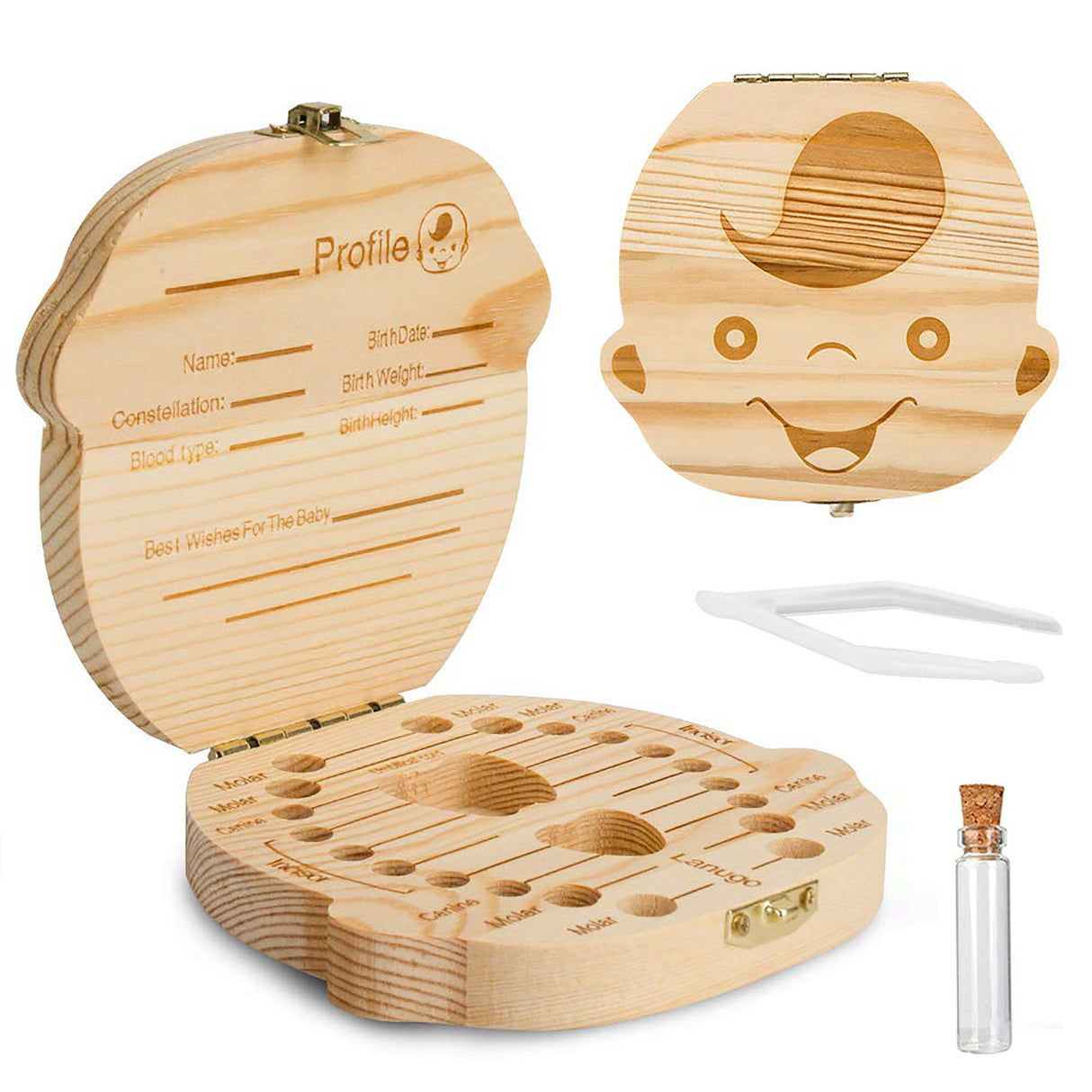 GEX Personalized Baby Wooden Tooth Fairy Box Milk Teeth Storage for Baby Shower Gifts - GexWorldwide